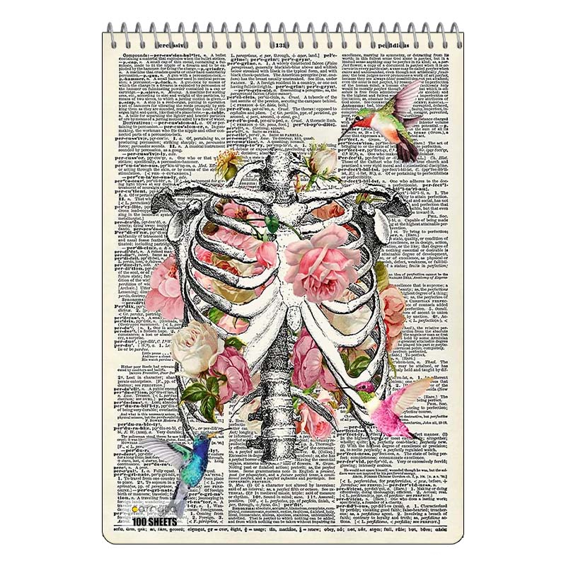 دفتر شطرنجی 100 برگ کارنیکا طرح روزنامه وینتج قفسه سینه Vintage Newspaper Chest Anatomy کد 24749